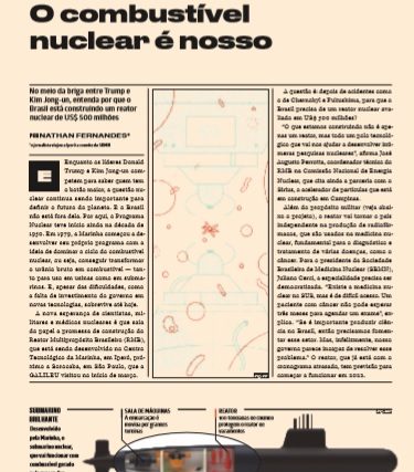 Construção do Reator Multipropósito Brasileiro é destaque na Revista Galileu